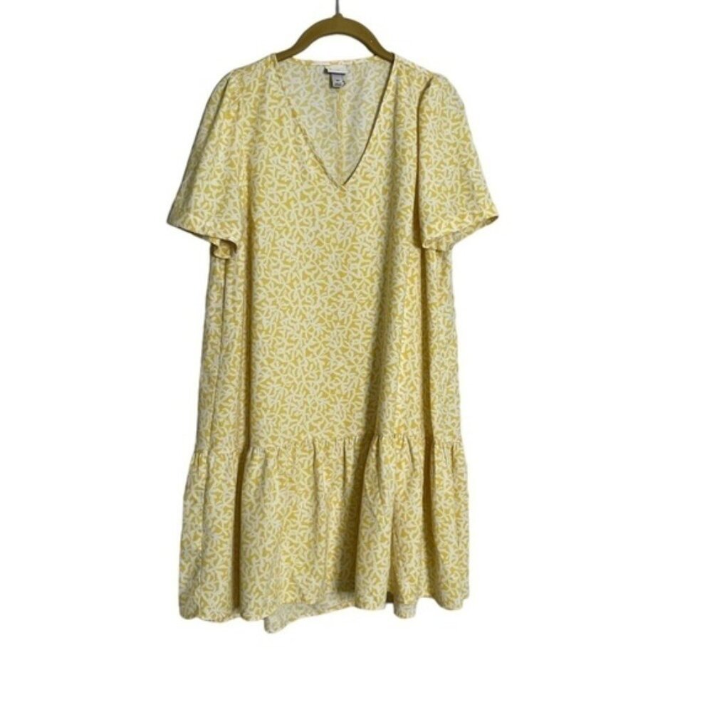 A New Day Yellow Floral Drop Waist Dress XS